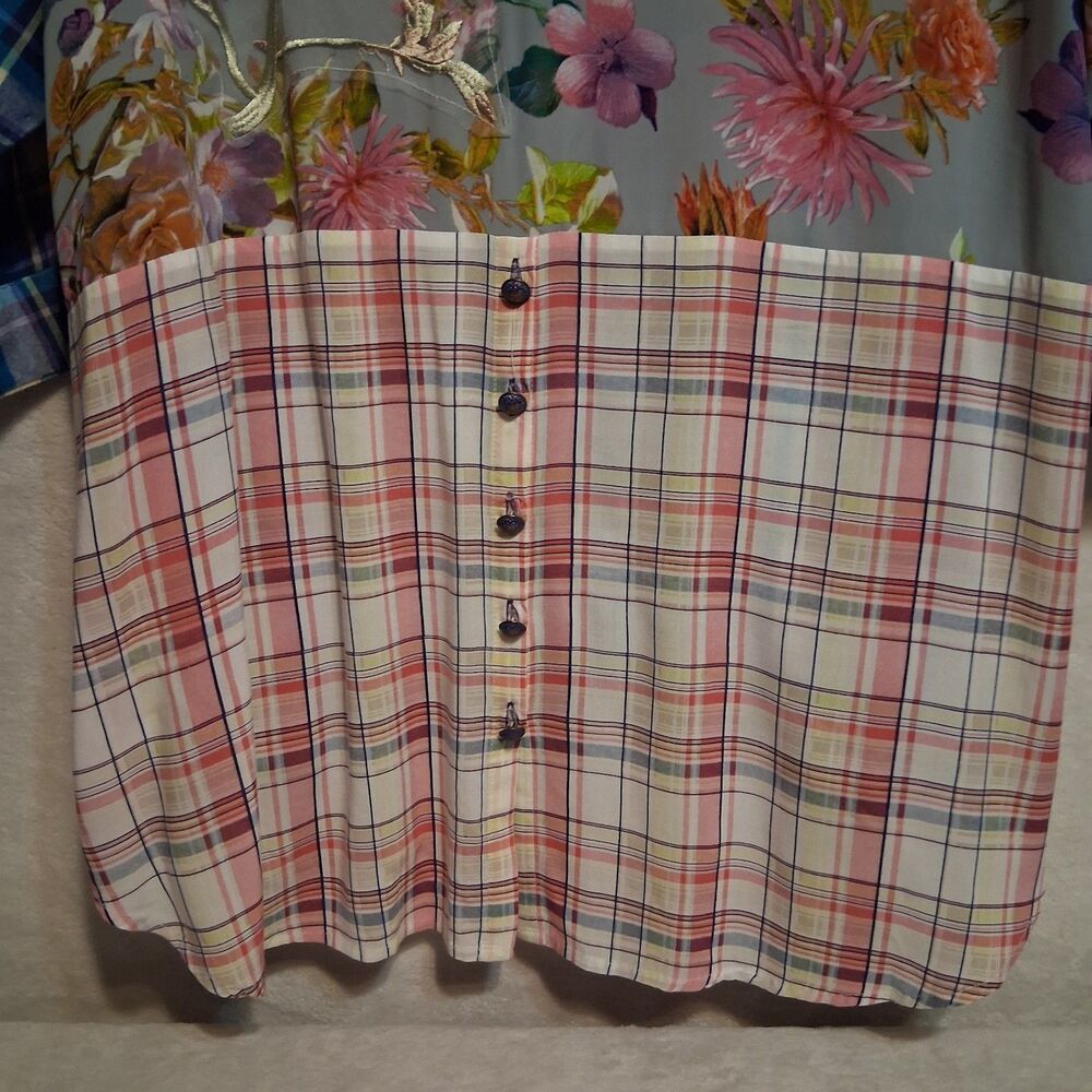 Soft Surroundings 3X Top Serena Button Front Sheer Back Embroidered Blue Boho - Picture 8 of 11
